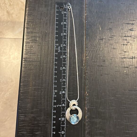 VINTAGE DESIGNER SIGNED KIAM FAMILY BLUE GEMSTONE PENDANT NECKLACE - Picture 7 of 9